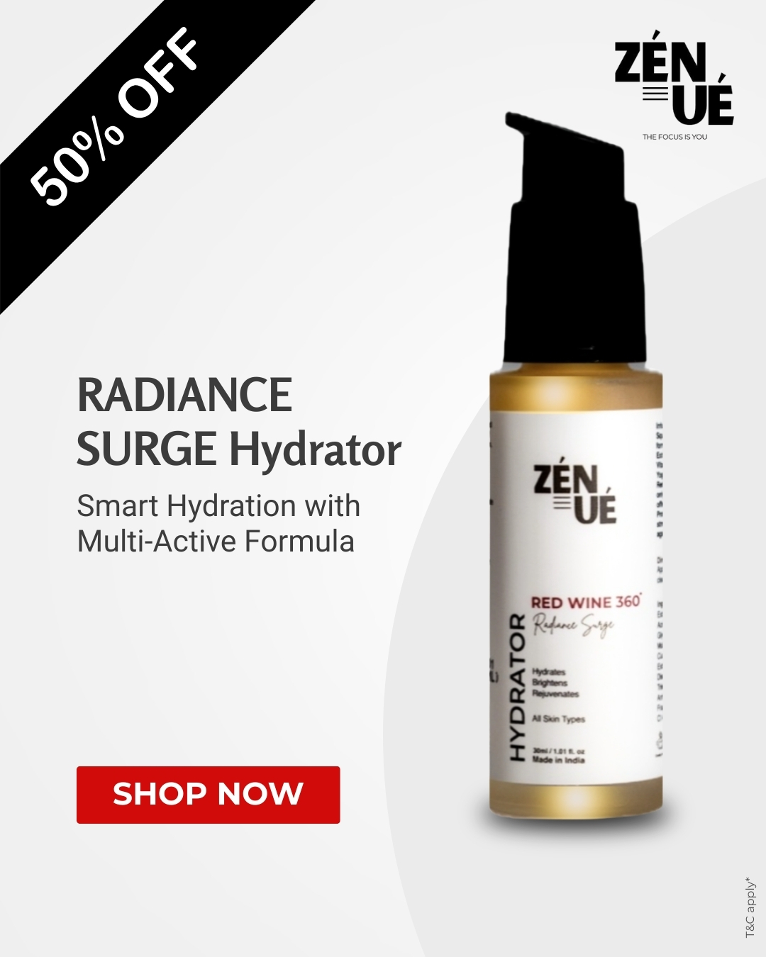 Zenuebeauty Facebook ad: Get Hydrator at 50% OFF today.