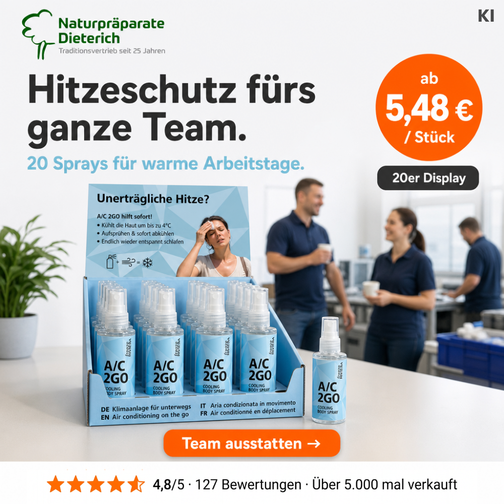 Naturpräparate Dieterich Facebook ad: Klimaanlage zum Mitnehmen