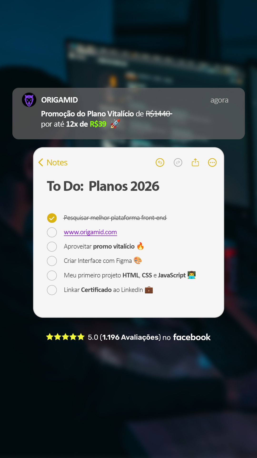 Origamid Facebook ad: Origamid Volta às Aulas