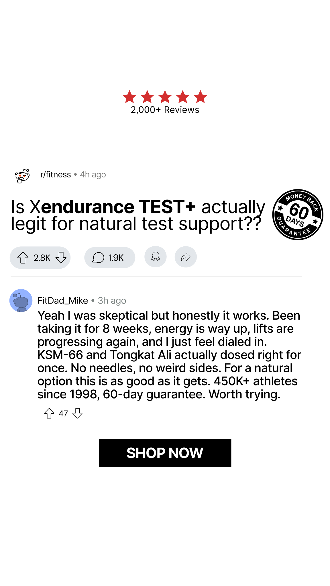 Xendurance Facebook ad from Aug 13, 2026