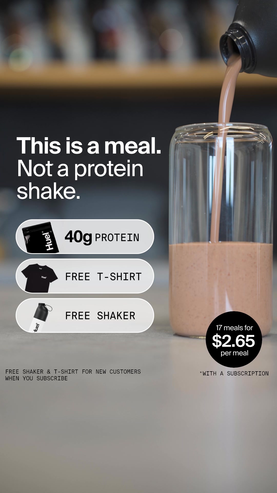 Huel Facebook ad: 40g of protein. Ready in seconds.