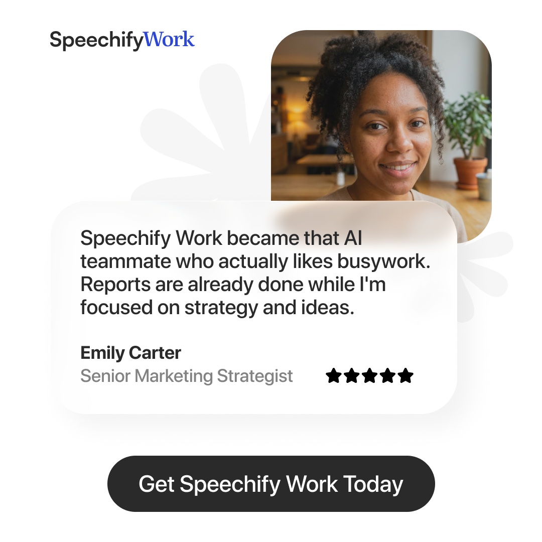 Speechify Work Facebook ad