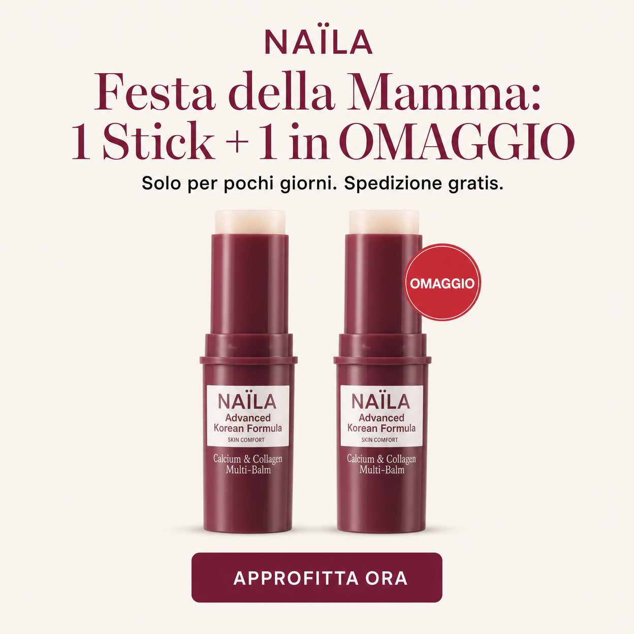 Naïla Facebook ad: 3 + 3 GRATIS