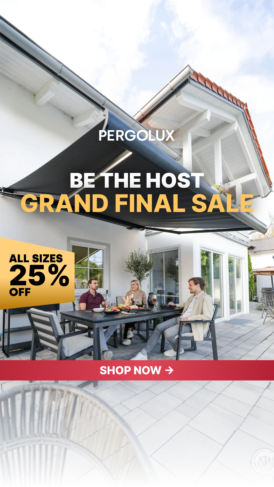 pergolux.au Facebook ad: Stock Moving Fast, Shop Now