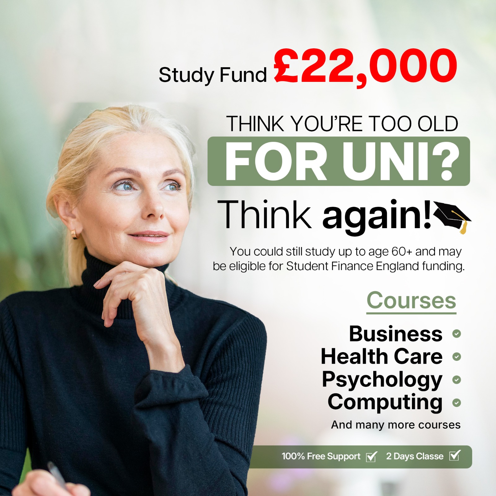 Brit Bright Education Facebook ad: Study Fund up to £22k