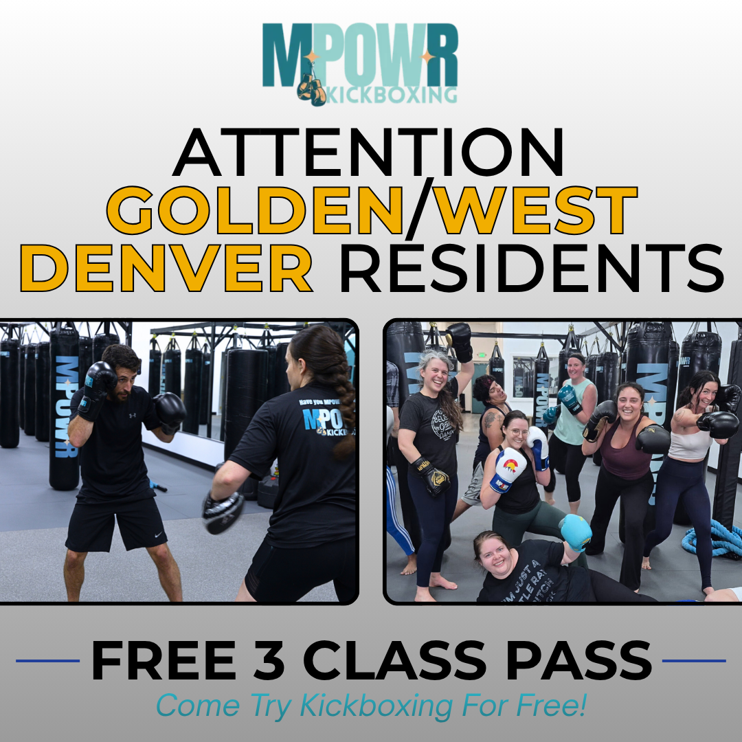 MPOWR Kickboxing Facebook ad: 3 FREE CLASSES
