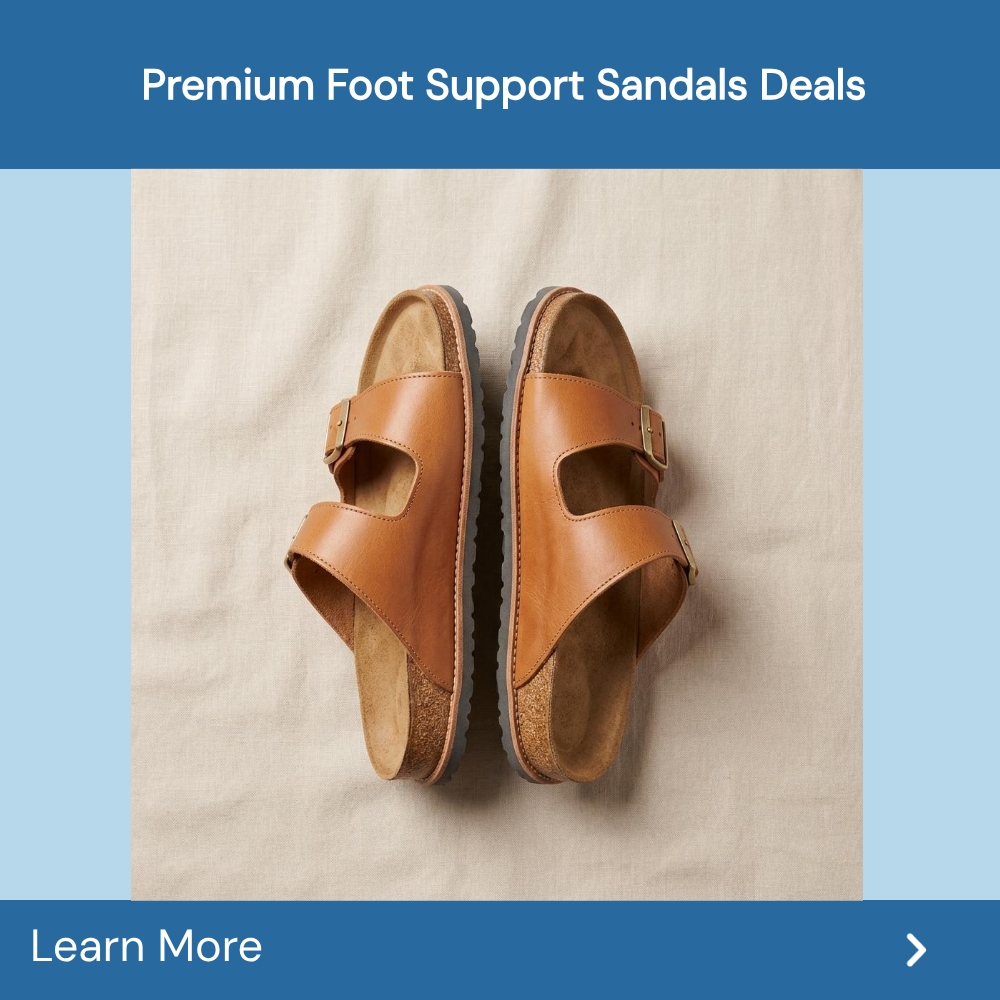 SearchLynk Junction Facebook ad: Premium Foot Support Sandals Deals!