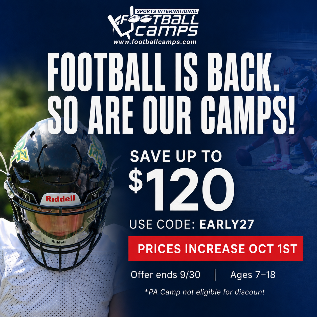 Sports International Football Camps Facebook ad