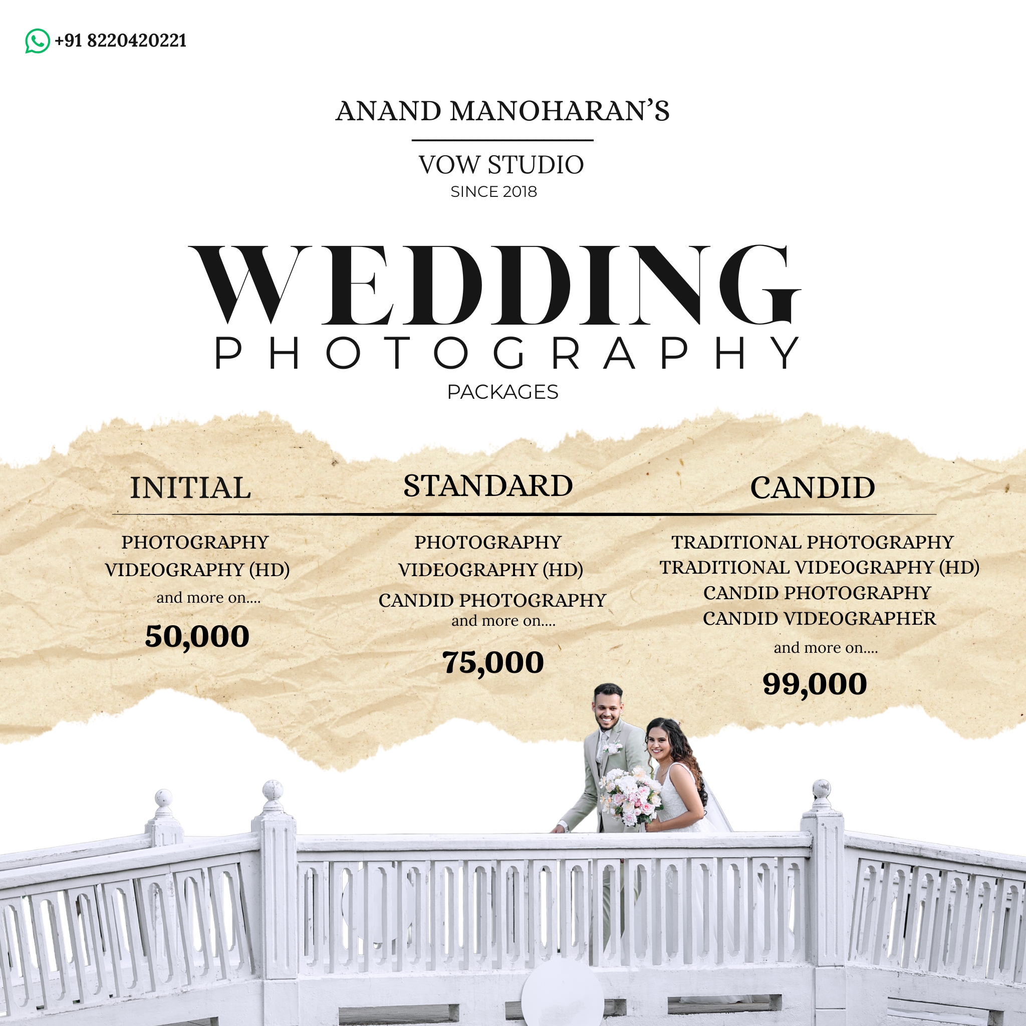 VOW - Anand Manoharan Wedding Studio Facebook ad from May 15, 2026