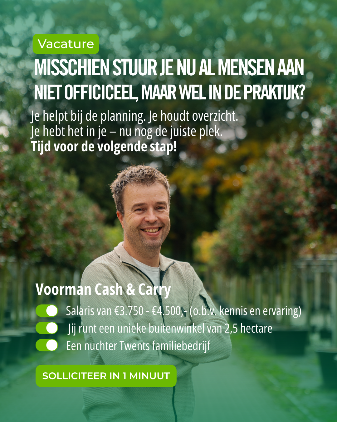 Menkehorst Kwekerijen Facebook ad: Solliciteer binnen 1 minuut