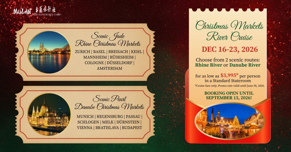 Mulan Travel Service Corp. Facebook ad: Celebrate the season aboard a river cruise!