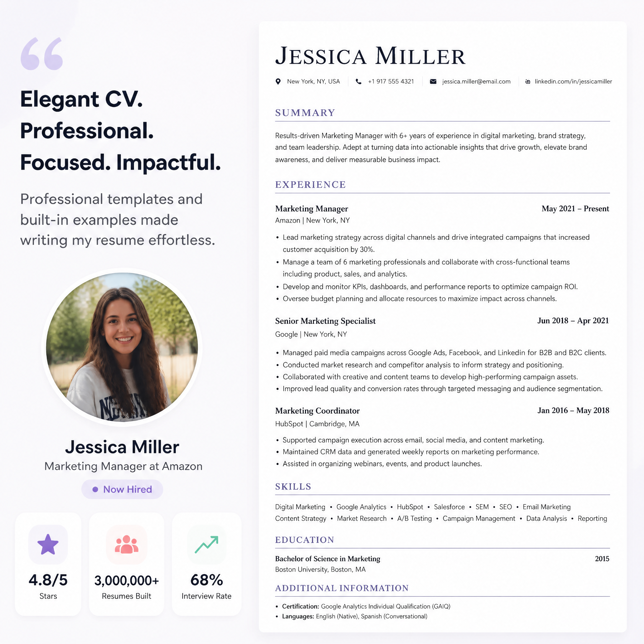 Elegant CV Facebook ad