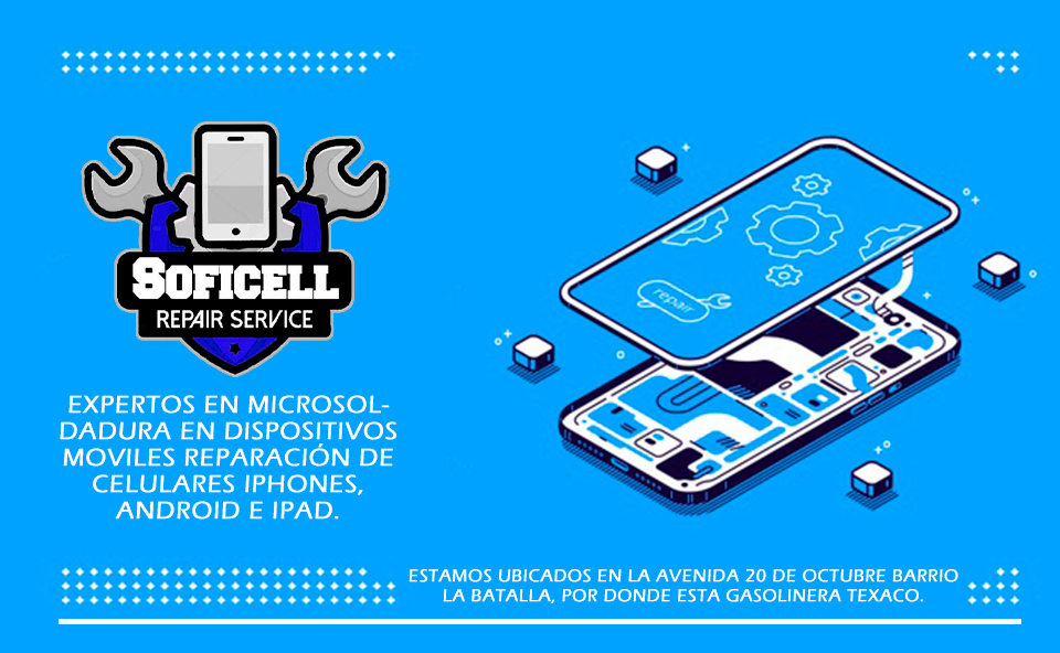 SoficellRepair Facebook ad: Expertos En Microsoldadura Reparacion de Celulares Iphones…