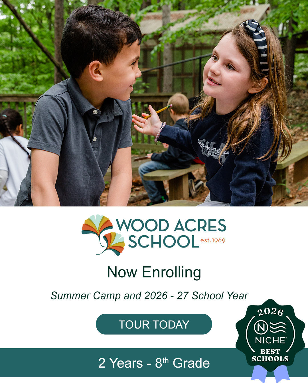 The Wood Acres School Facebook ad from Mar 9, 2026