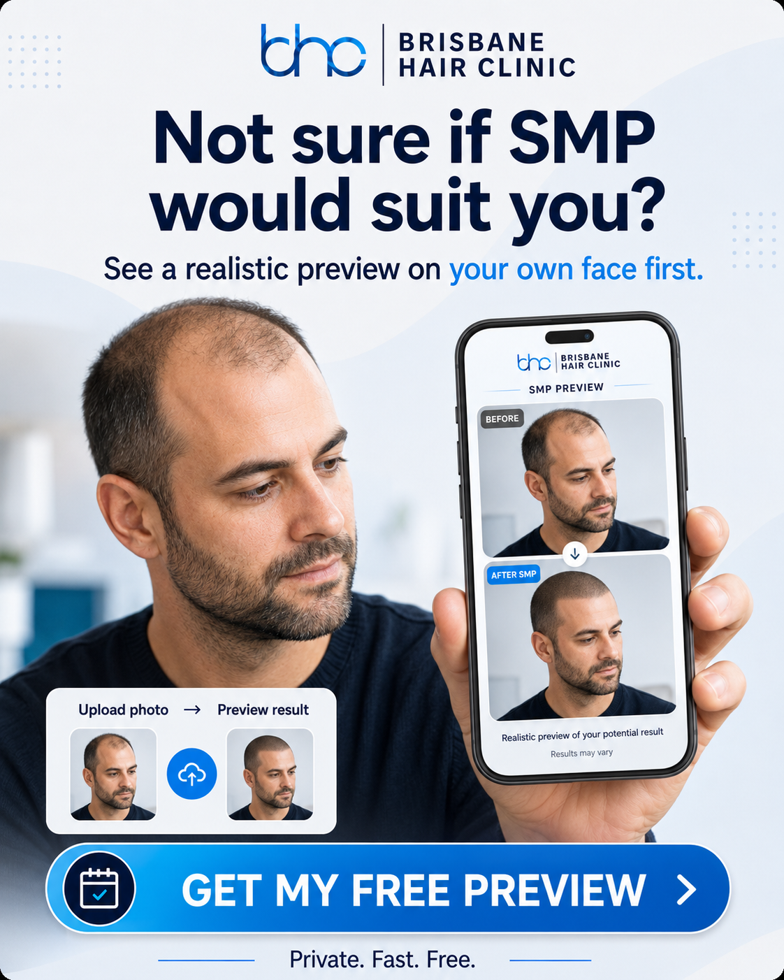 Brisbane Hair Clinic Facebook ad: Not Sure If SMP Suits You?
