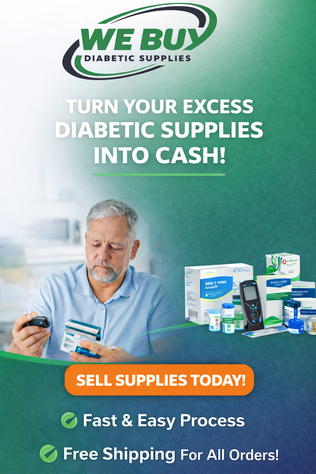 We Buy Diabatic Supplies Facebook ad