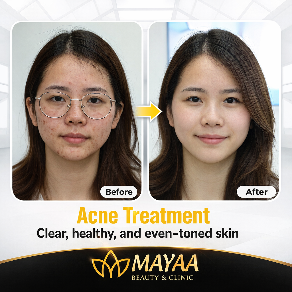 Mayaa Beauty & Clinic Facebook ad: Please send us a message or leave your phone number to…