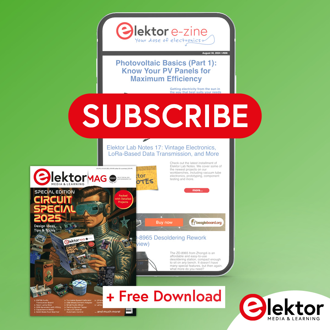 Elektor Labs Facebook ad: Sign up for our newsletter and receive your free special…