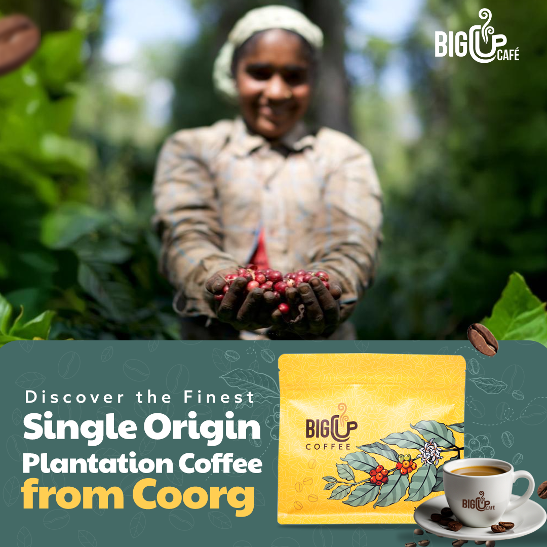 Big Cup Cafe Facebook ad: Shop Online! Premium Arabica & Robusta Beans from Coorg!