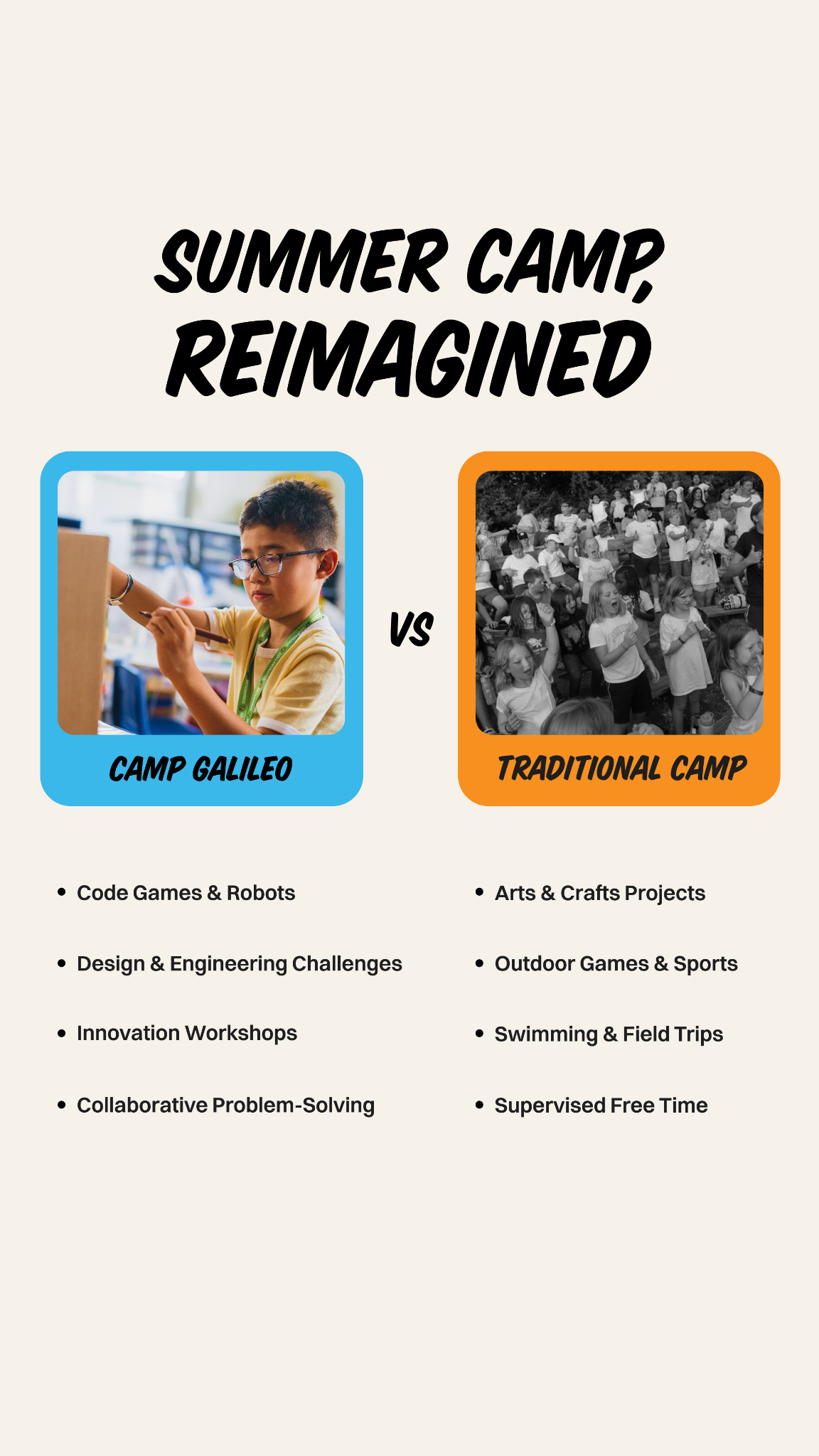 Galileo Camps Facebook ad from Jan 7, 2026