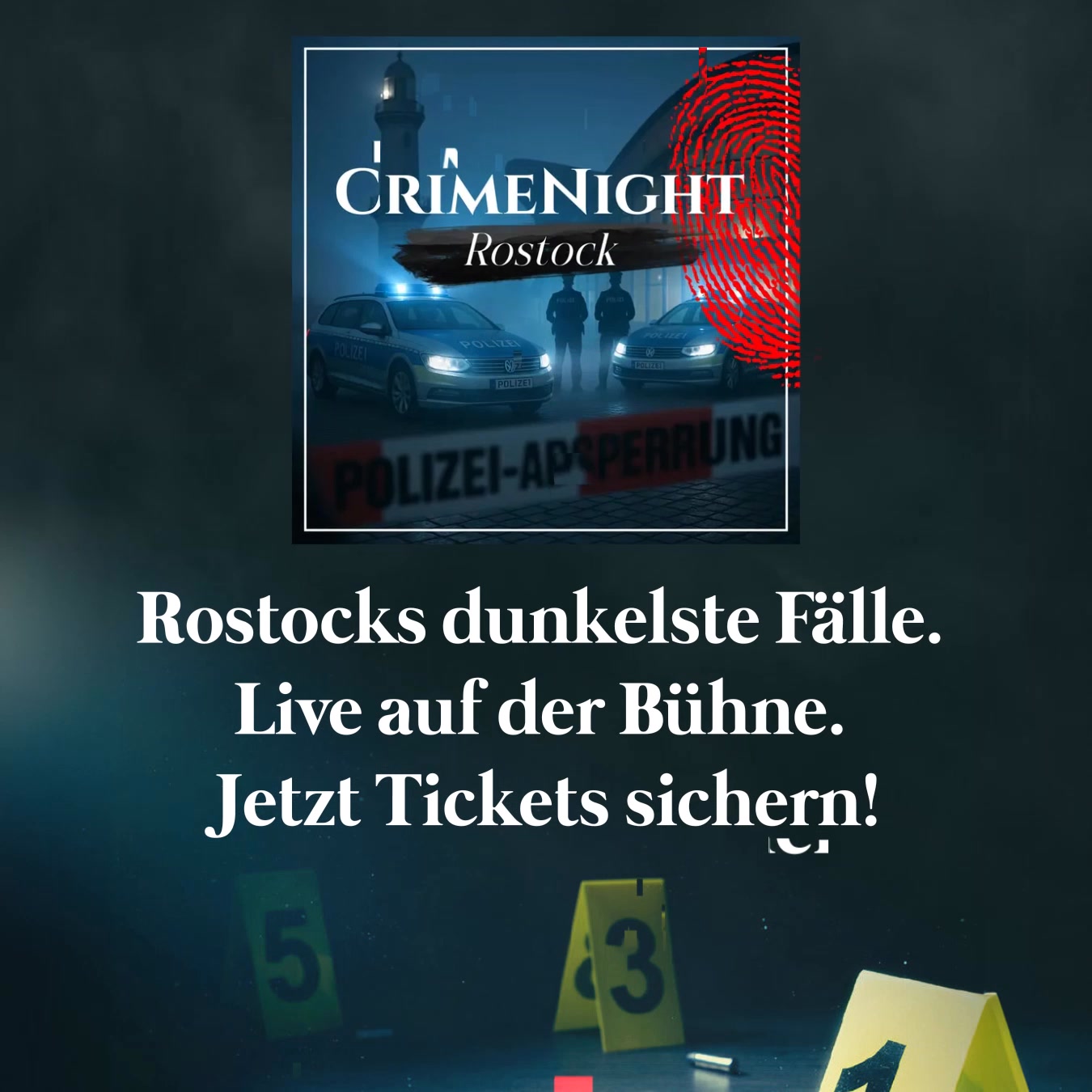CrimeNight Events Facebook ad: True Crime Night in Rostock