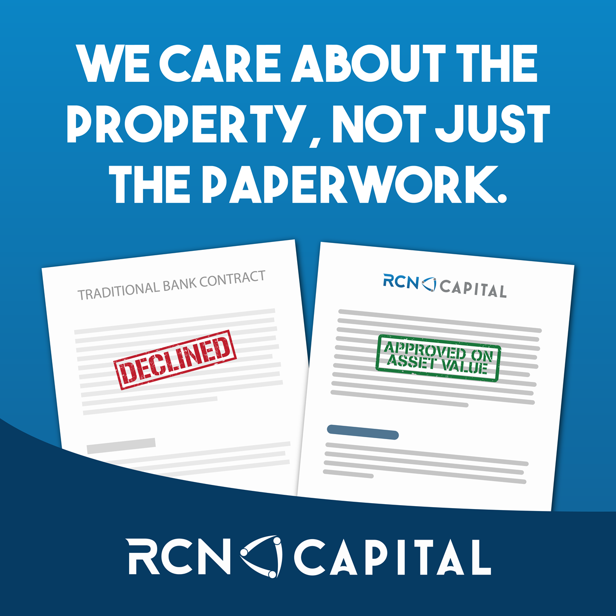 RCN Capital Facebook ad: We care about the property, not just the paperwork.