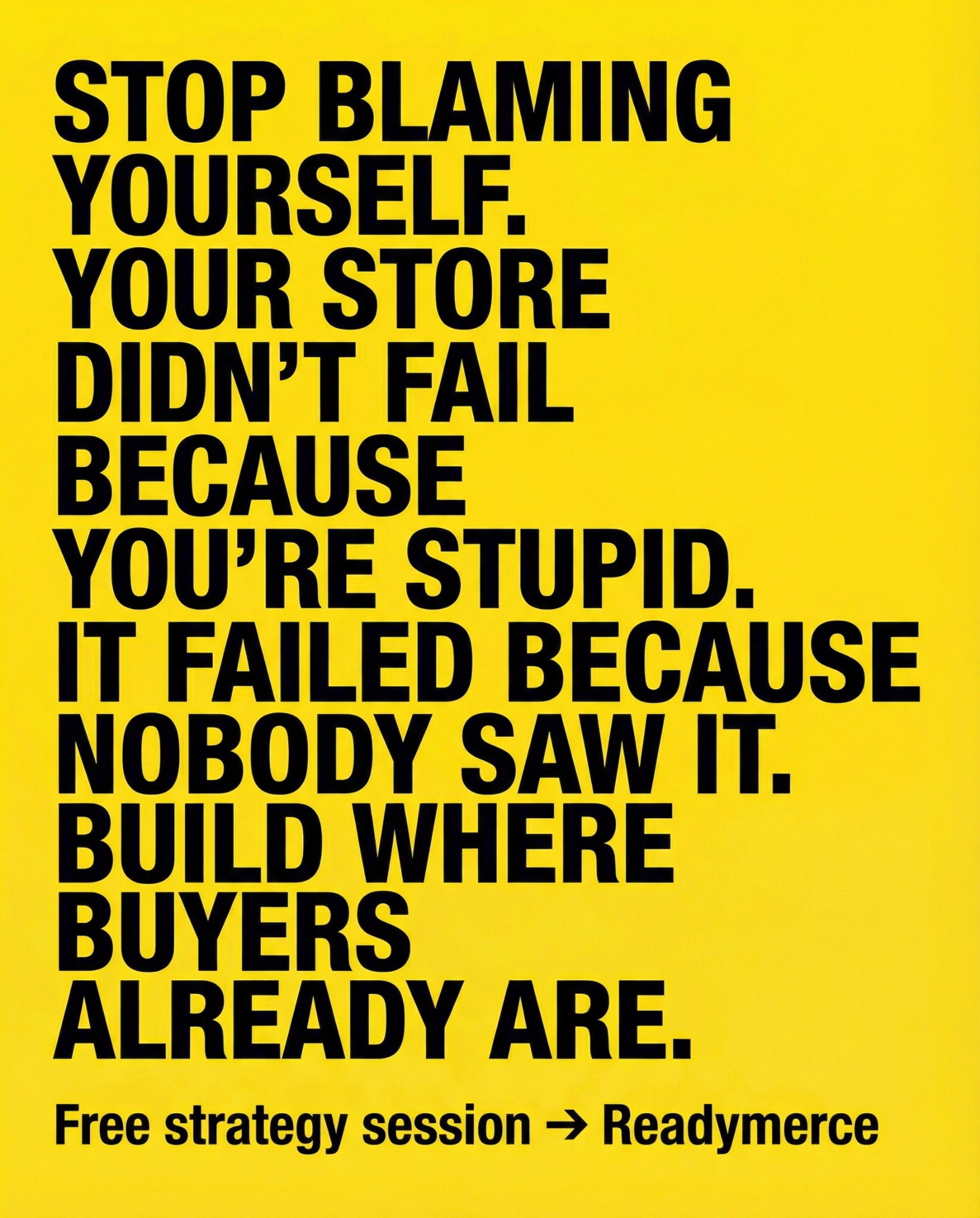 Readymerce Facebook ad: Own Your Store, Keep the Revenue