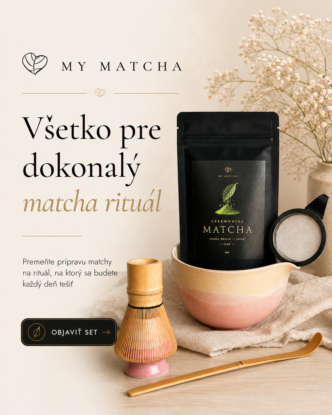 My Matcha Facebook ad: Prémiový matcha set
