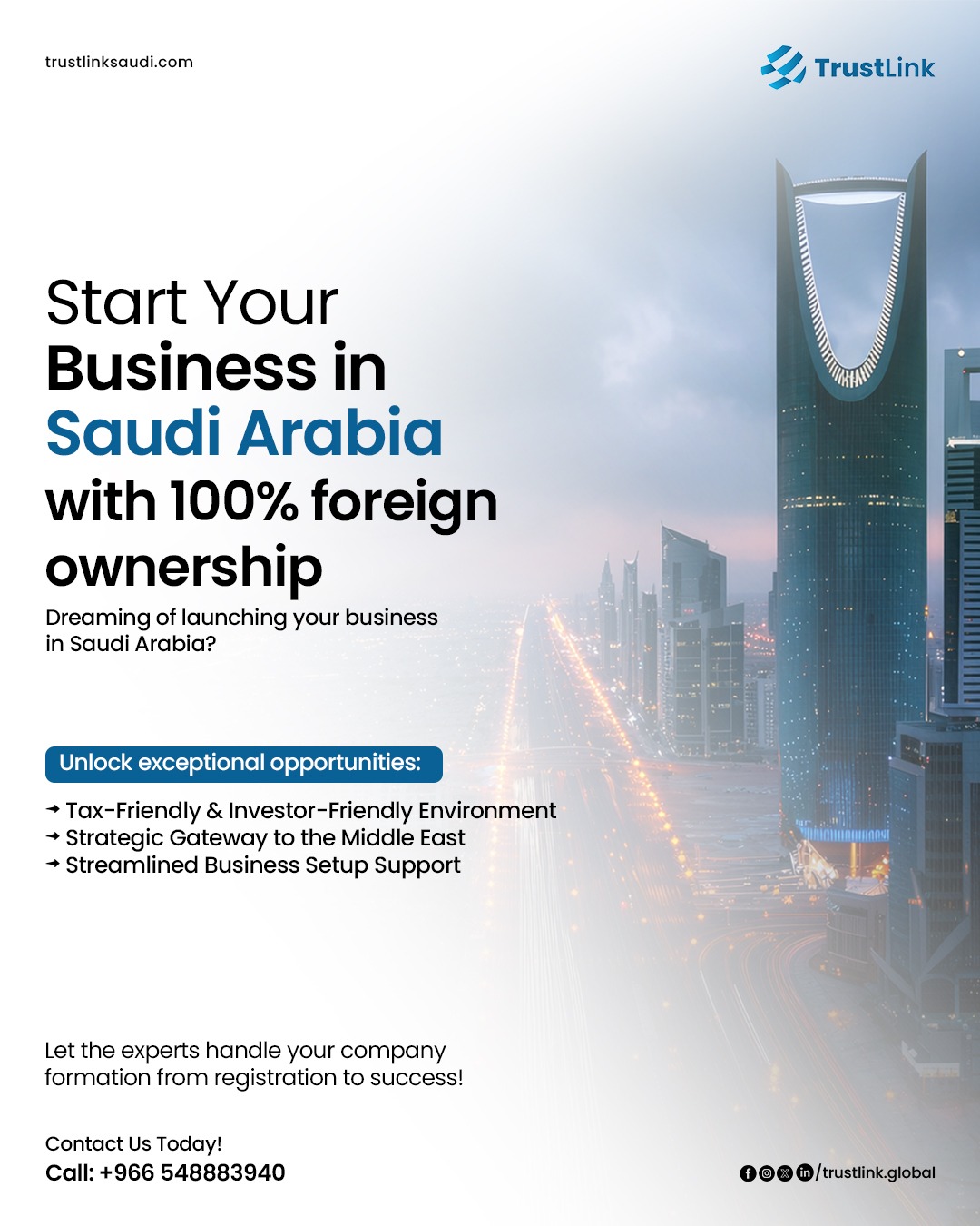 TrustLink Facebook ad: Start Your Company in KSA