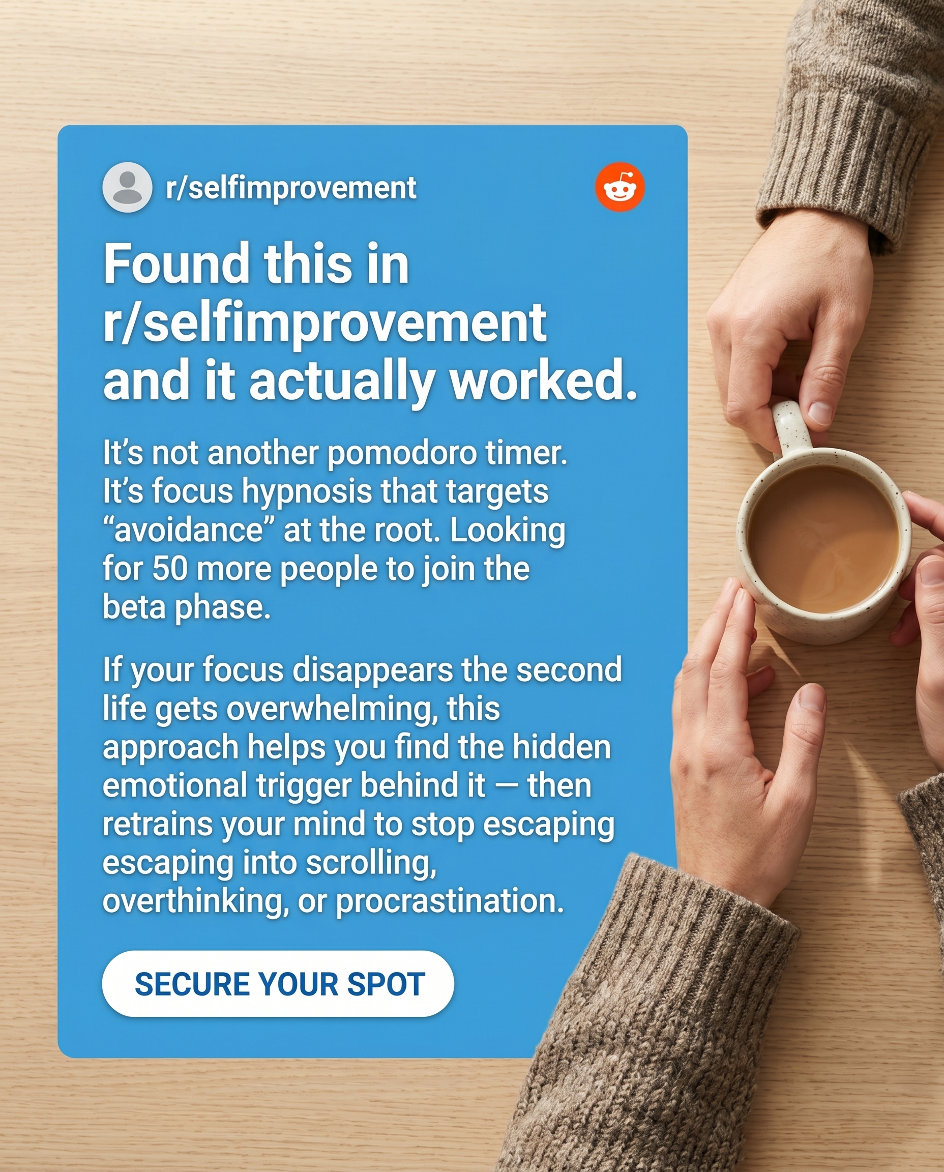 Kure for Hypnotherapy Facebook ad