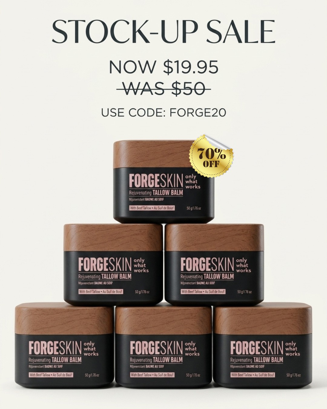 Forge Men Facebook ad: Sale Ends Soon, LOW STOCK!