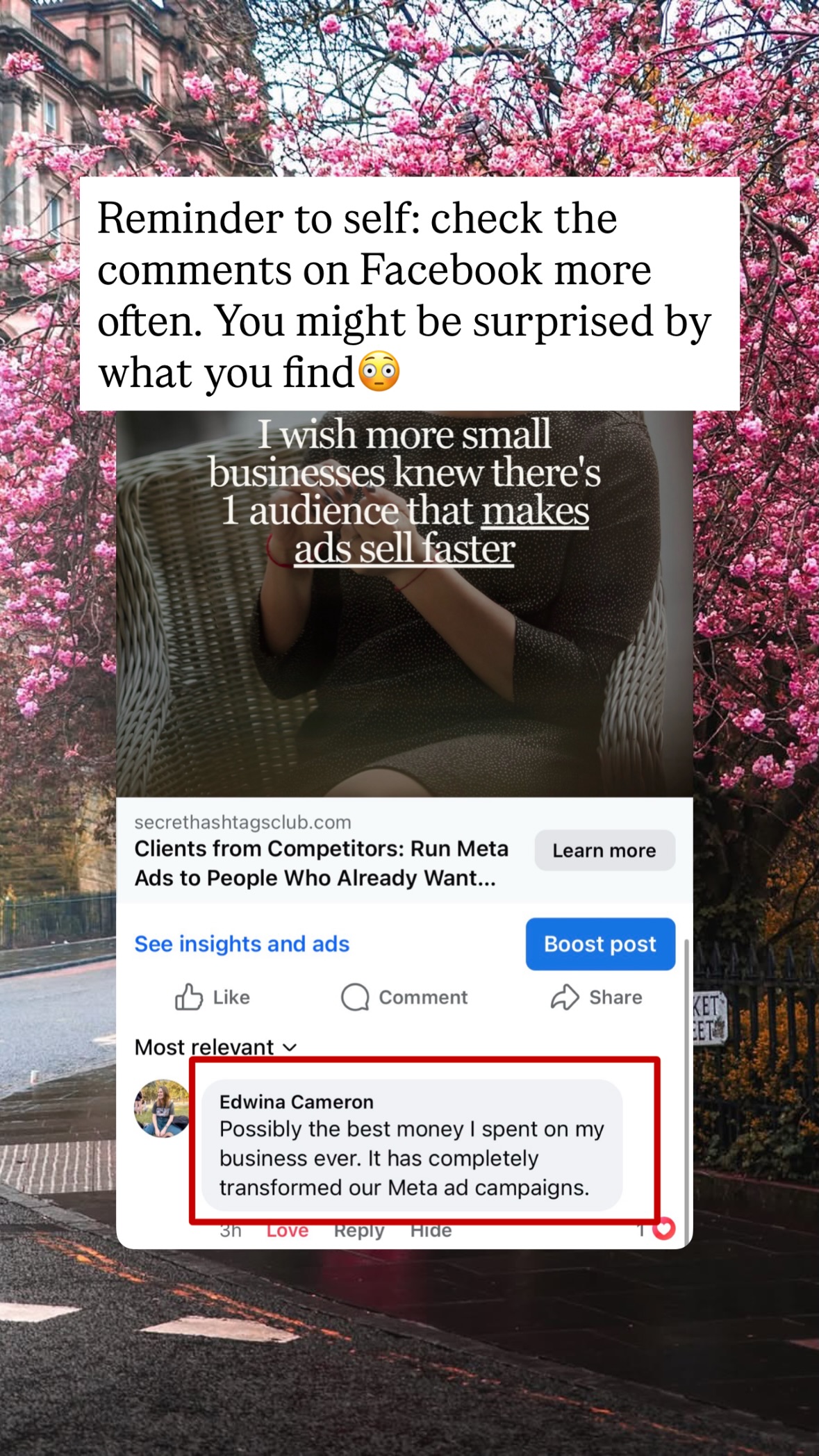Secret Insta Club Facebook ad