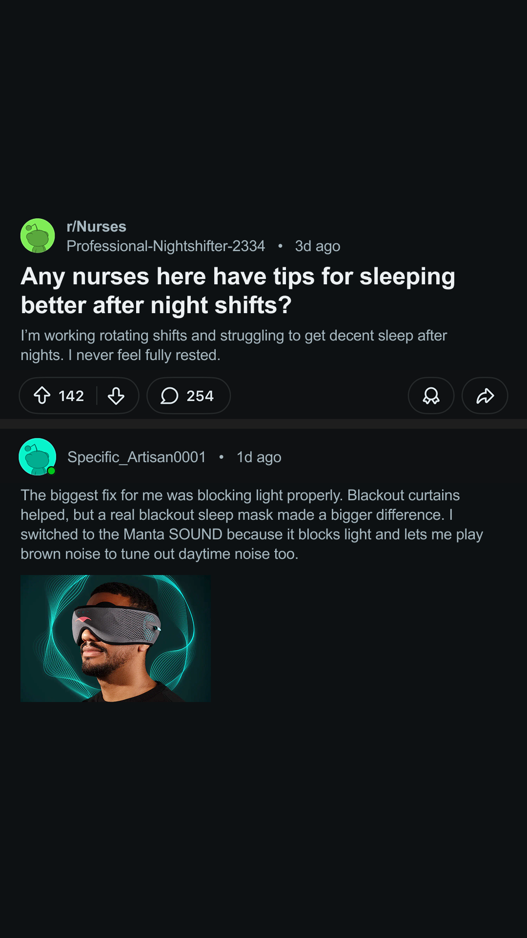 Manta Sleep Facebook ad