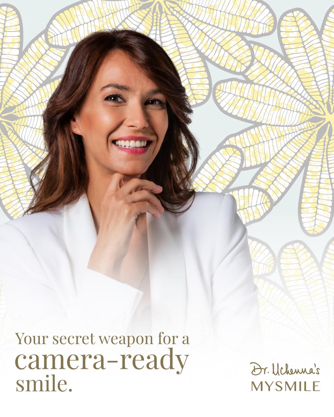 Dr Uchenna's Mysmile Facebook ad: Your smile deserves the spotlight -anytime, anywhere.