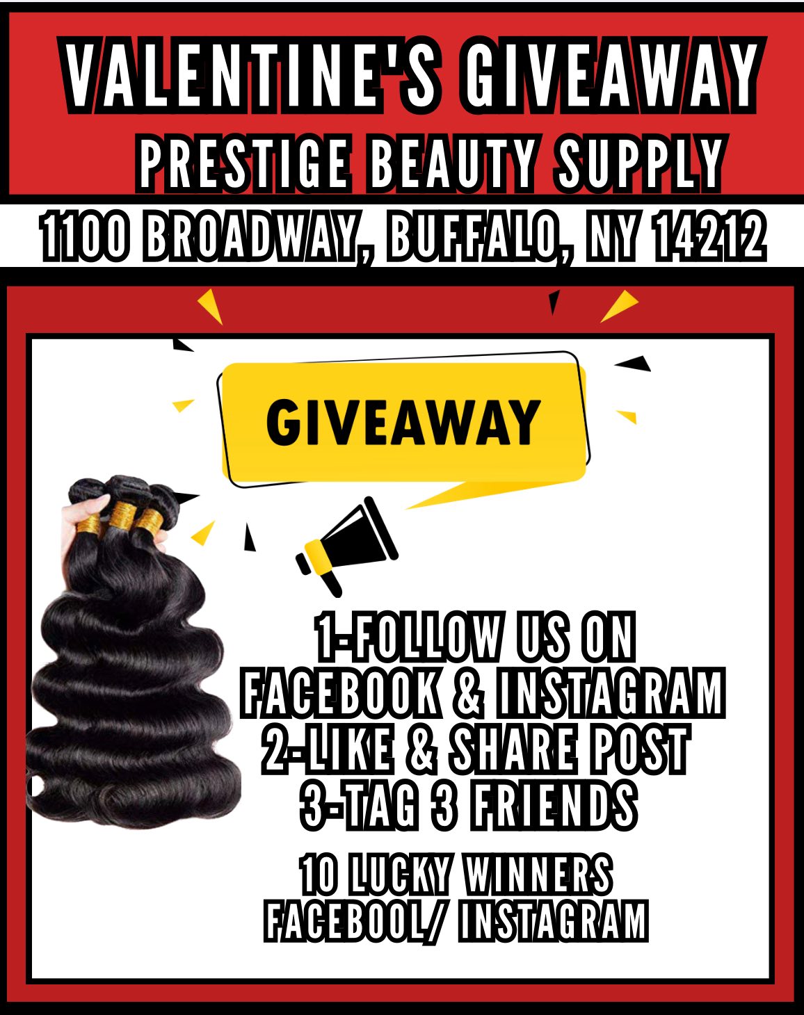 Prestige Beauty Supplies Facebook ad: VALENTINE 2-WEEK SALE S & Giveaway
