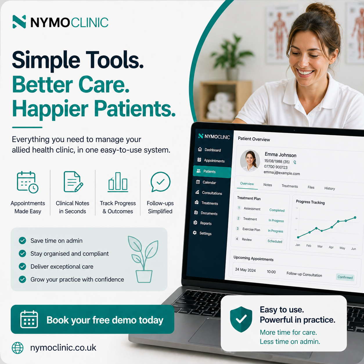 Nymo Clinic Facebook ad: Nymo Clinic’s Secure & Compliant Clinic Management Software…