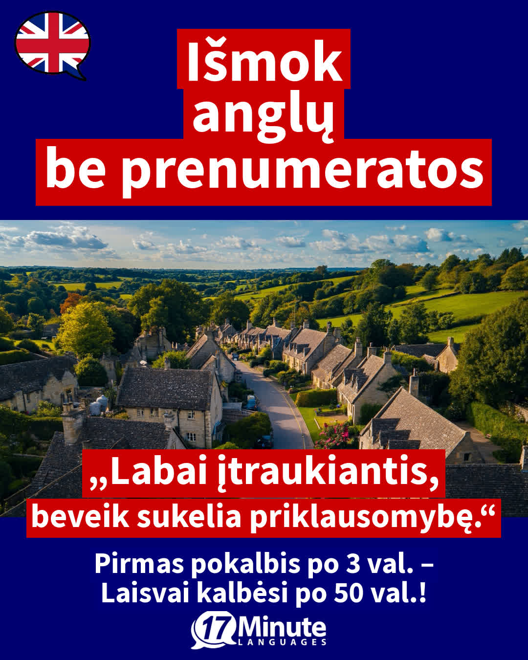 17 Minute Languages Lietuva Facebook ad