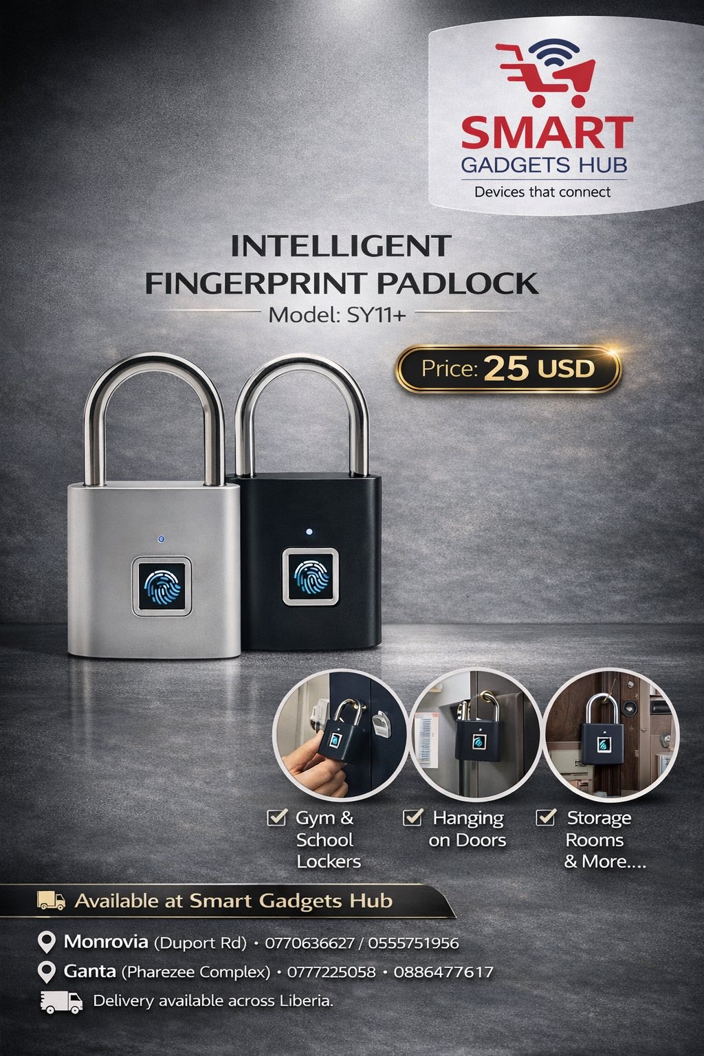 Smart Gadgets Hub Facebook ad: SMART LOCKS, UPGRADE YOUR SECURITY
