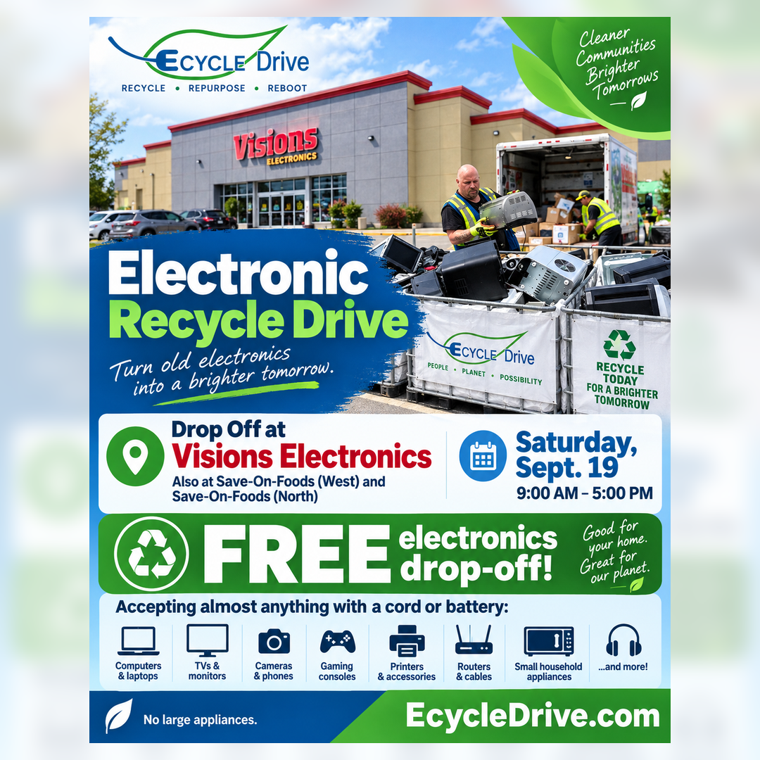 EcycleDrive.com Facebook ad: Electronic and appliance clutter gett in your way?