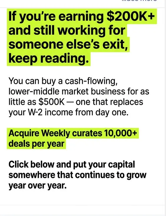 Acquire weekly Facebook ad