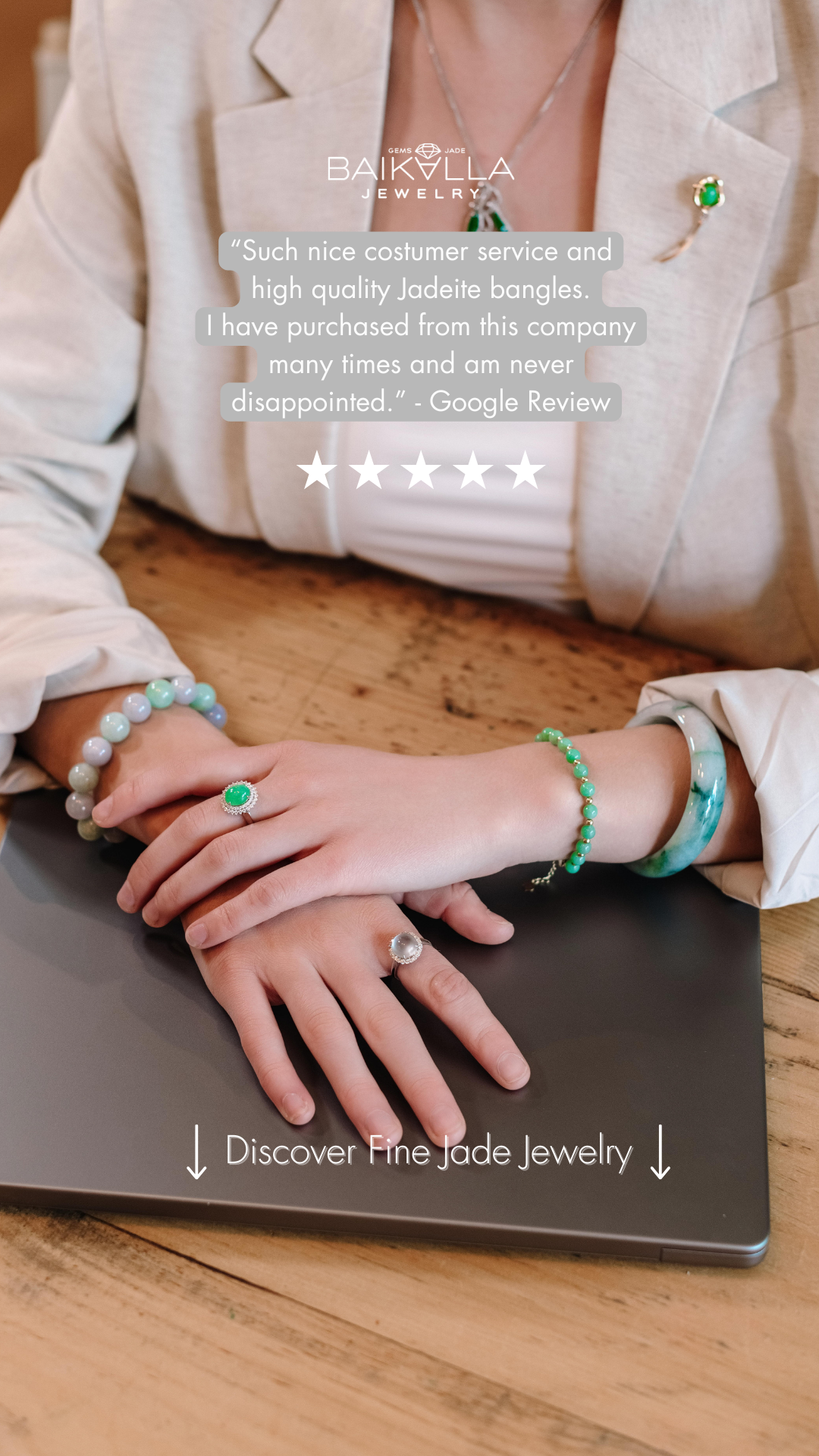 Baikalla Jewelry - Fine Jadeite Jade Jewelers Facebook ad: Experience Type-A, authentic jade with Baikalla.