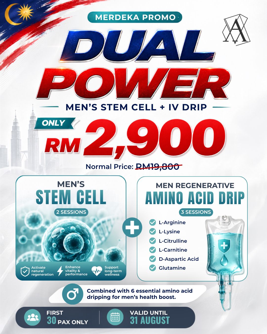 Ann Aesthetic Bukit Jalil Facebook ad: Experience DUAL POWER FOR MEN