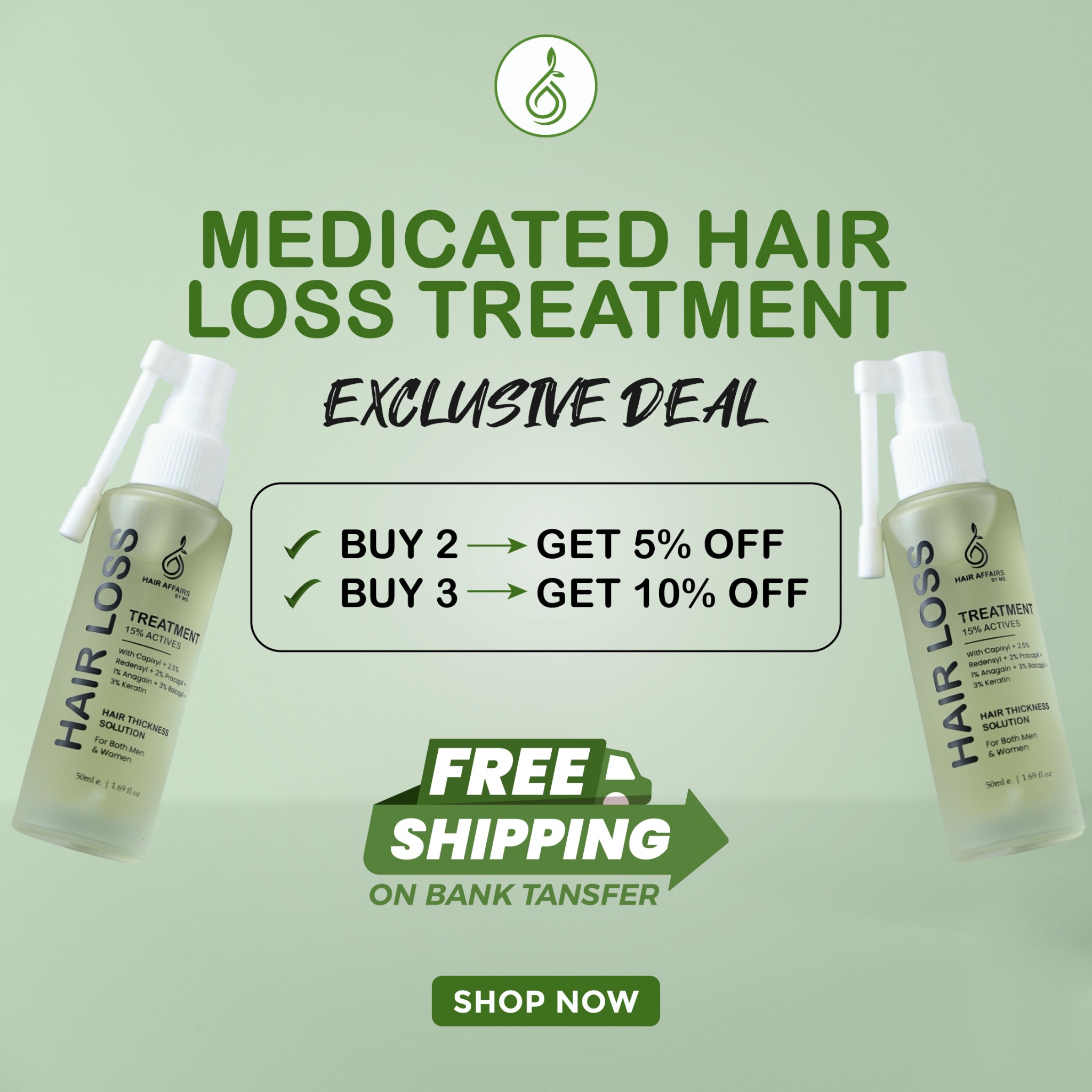 Hair Affairs by MS Facebook ad: Buy 2 Hair Affairs products → 5% OFF
