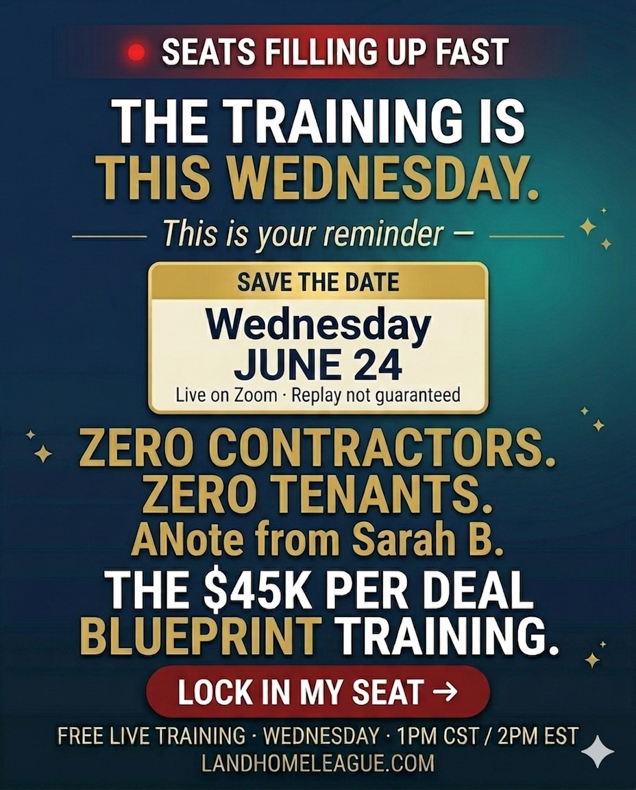 Land Home League Facebook ad: >>Secure Your Spot Now<<