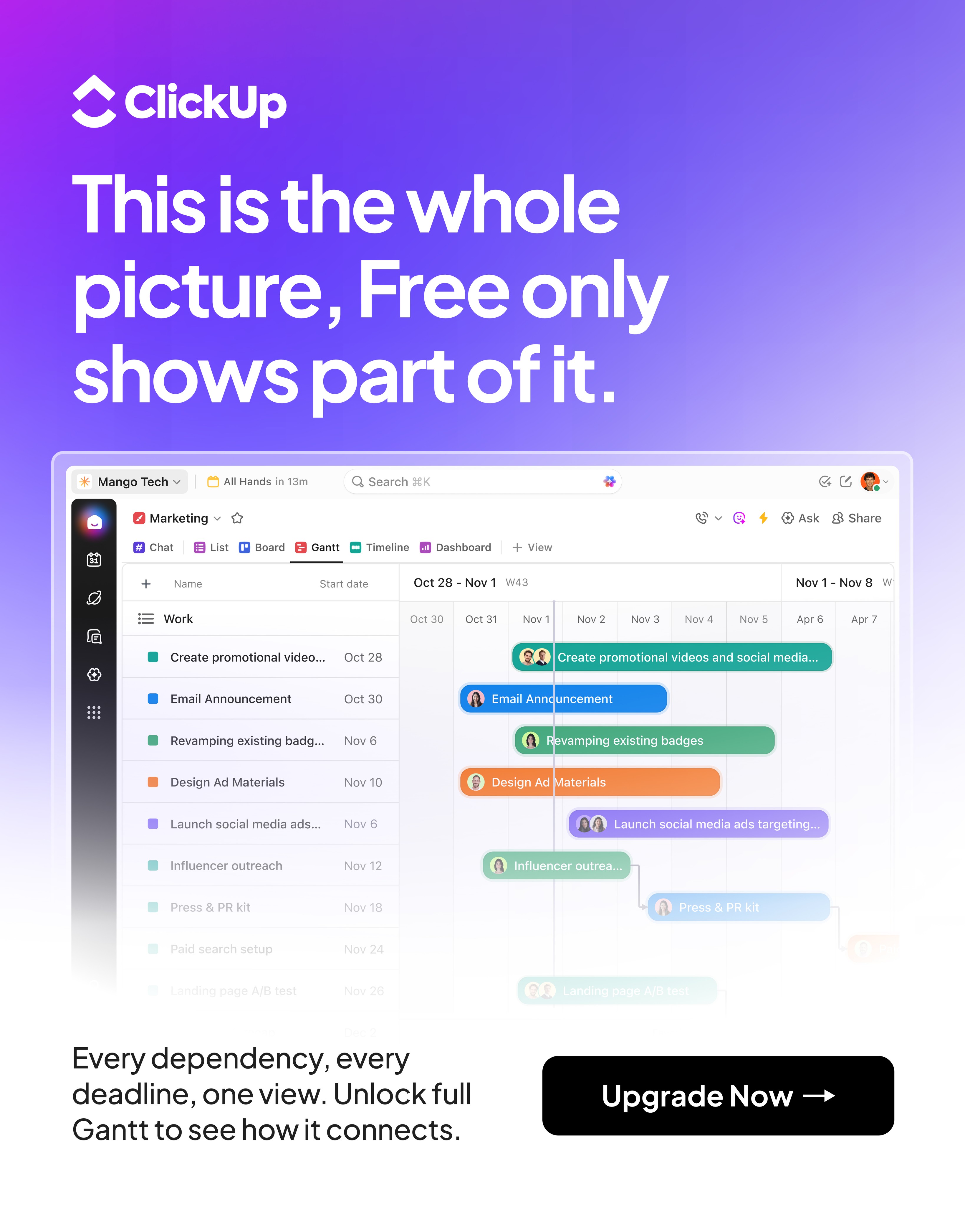 ClickUp Facebook ad