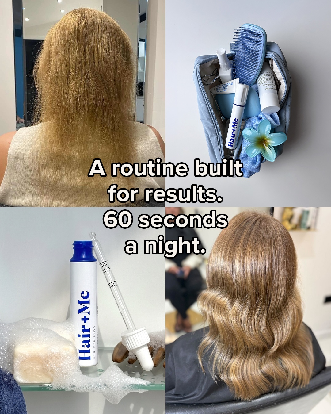 Hair + Me Facebook ad: Tired of off-the-shelf formulations that don’t work?