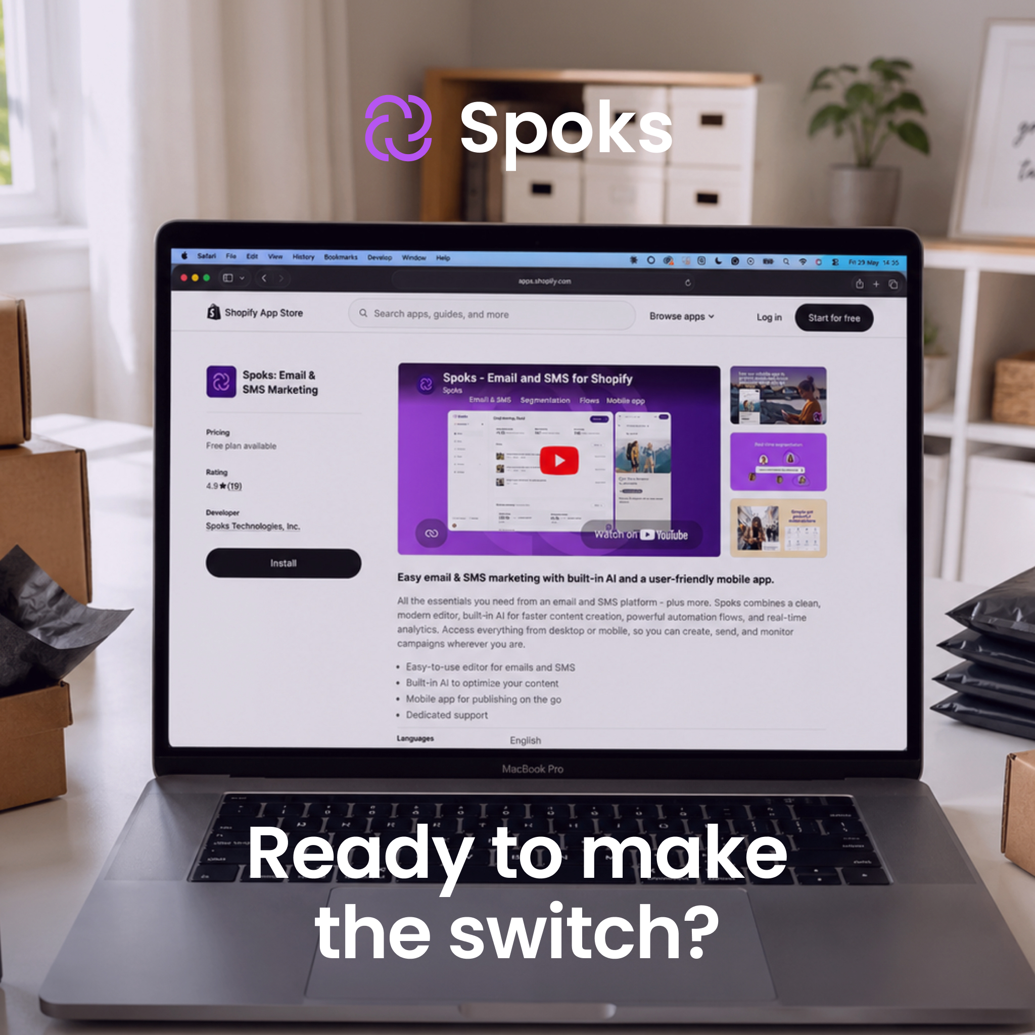 Spoks - Better Email and SMS for Shopify Facebook ad: Everything You Need for $35/Month