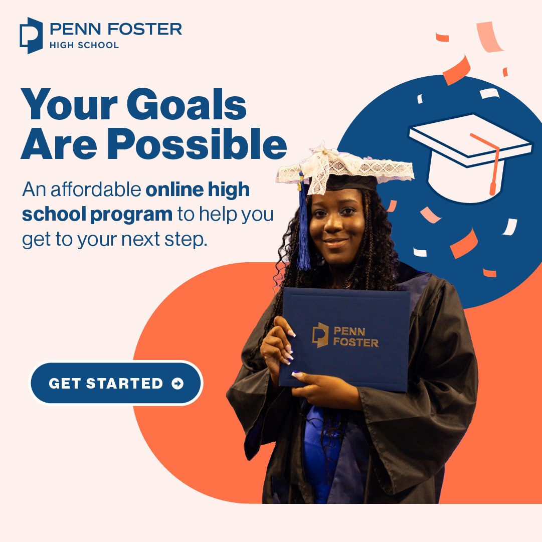 Penn Foster Facebook ad: Enroll Online Anytime
