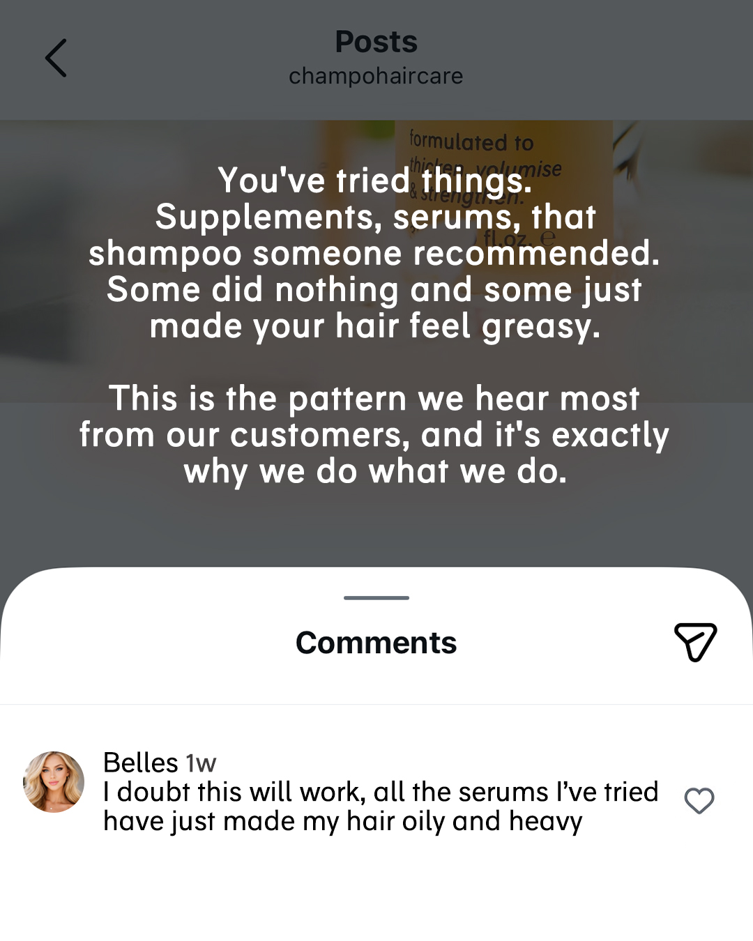 Chāmpo Haircare Facebook ad