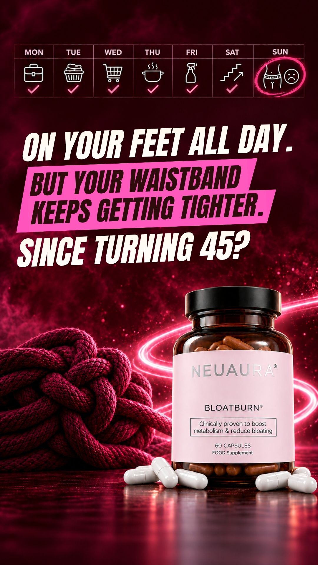 Neuaura Facebook ad: Beat Bloat in 60 Minutes